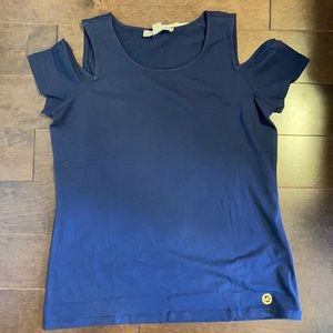 Michael Kors off-the-shoulder true navy shirt